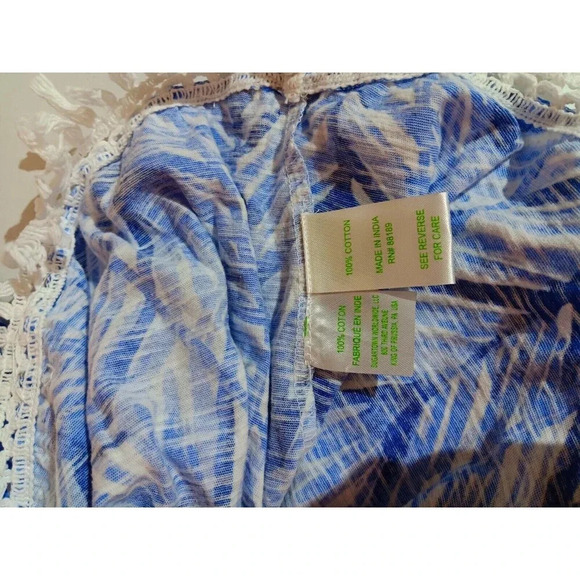 Lilly Pulitzer Tank Top Blouse Blue and White Fringe Women’s Size Small. Cute! - Picture 8 of 9
